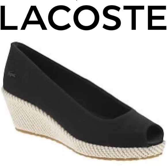 Lacoste Calvante Peep Toe Wedge Espadrille - Picture 1 of 9